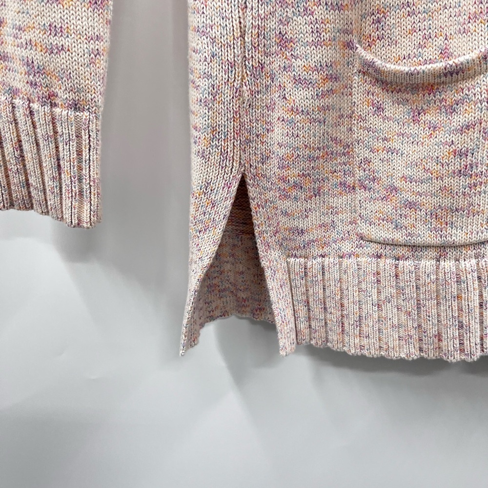 Talbots Cardigan Womens XS Light Heathered Pink Purple Open Front Knit Pocket - Picture 6 of 11